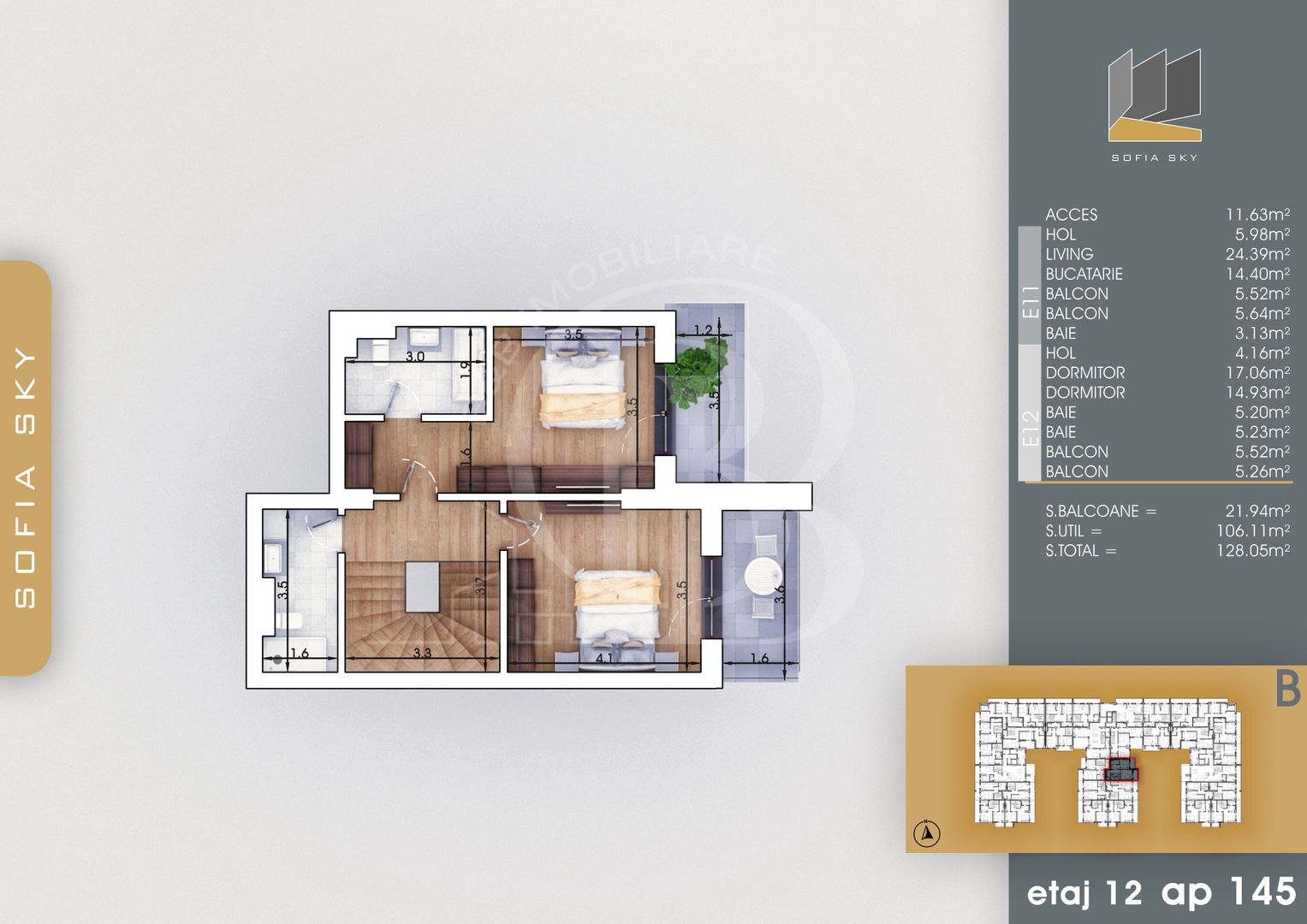 Duplex 3 camere Bucatarie 14mp Mutare Rapida 7min Metrou - Schiță 3