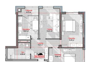 Vânzare, apartament, 3 camere, str. Calea Moșilor, Râșcani - Schiță 2