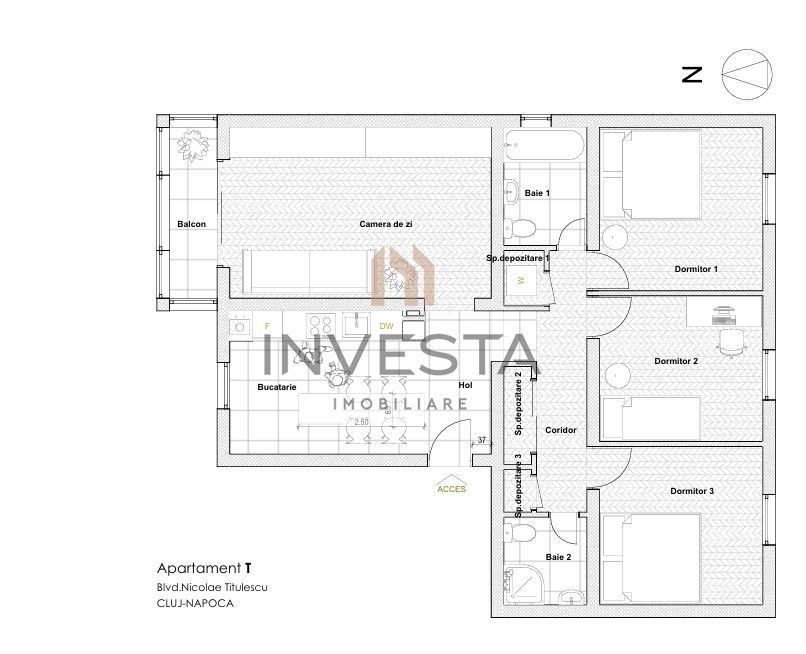 Apartament cu 4 camere decomandate, bd. Titulescu. - Schiță 3