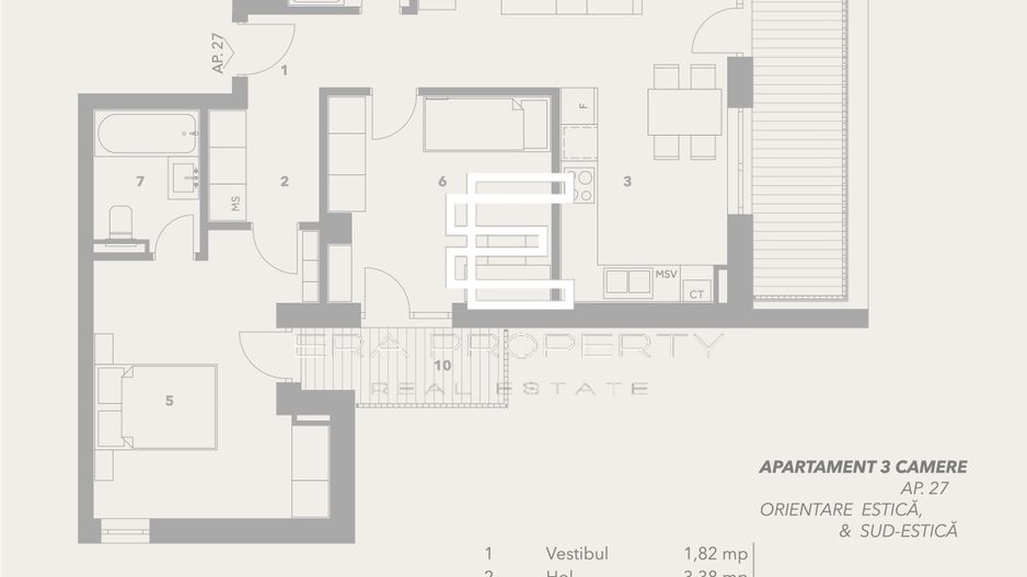 Apartament 3 camere – intabulat– Bloc cu lift și boxă – Sibiu - Schiță 10