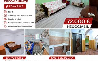 Apartament cu 2 camere, etaj 2, mobilat si utilat, zona GARA; - Poză 1