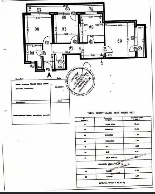 3 Camere Demisol 2 Balcoane Mobilat | Apusului Residential 2014 - Schiță 8