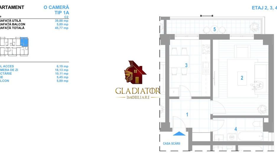 Apartament 1 camera, 46 mp, et.3, intabulat, direct dezvoltator, Visan - Poză 3