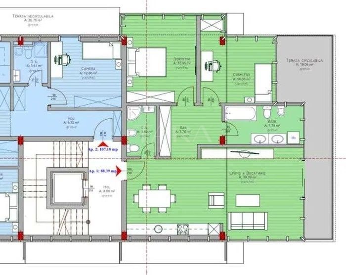 Apartament cu 3 camere de vanzare in Buna Ziua. - Poză 1