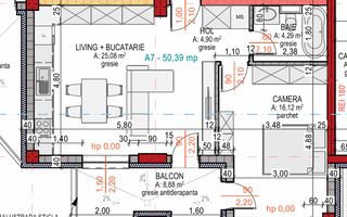 Apartament 2 camere | 50,39 mp + balcon 8,88 mp | Terra Gardens - Schiță 1