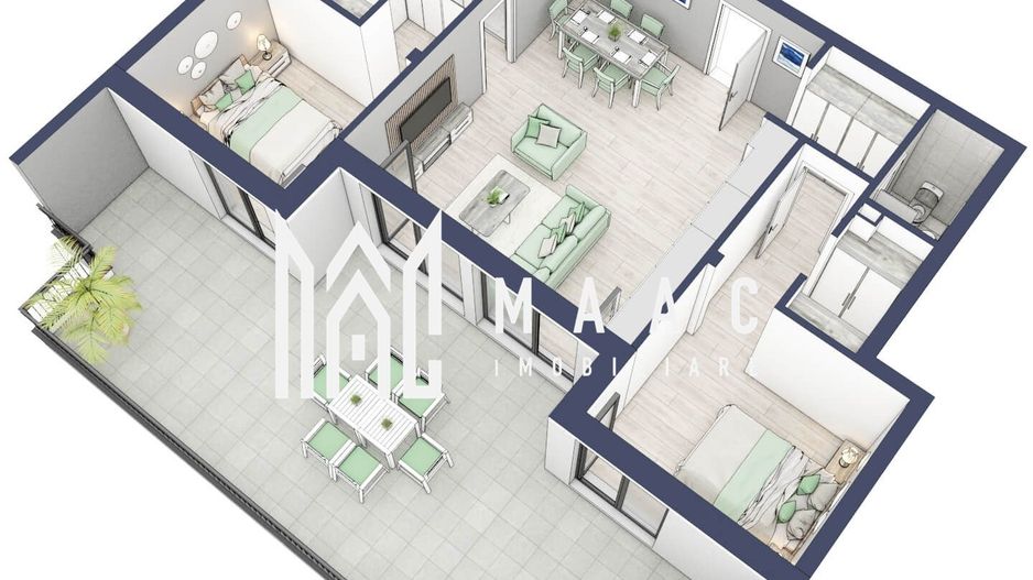 Penthouse 3  camere | Etaj 4 | Balcon 45.6 mp | Turnisor - Poză 3