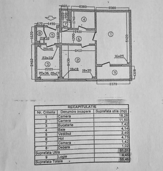 2 camere Tei | Bloc 1985 | Zona curata si linistita - Schiță 10