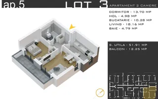 Theodor Pallady-Metrou Teclu-2 camere cu Parcare Bonus - Schiță 12