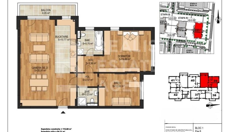 Apartament cu 3 camere de vânzare - Schiță 3