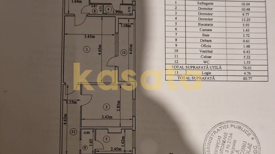 4 Camere | Etaj Intermediar | De Renovat | Proiect pentru centrala - Schiță 20
