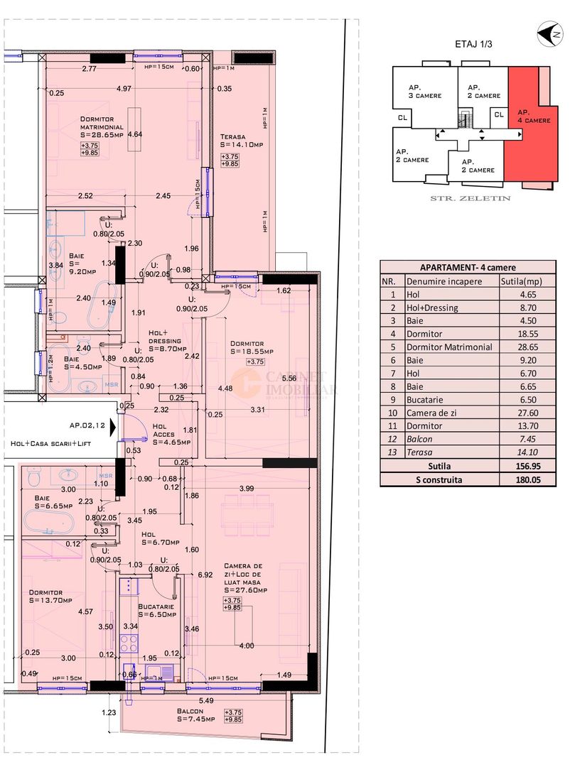 4 camere decomandat | Aviatiei | finisaje la alegere - Schiță 14