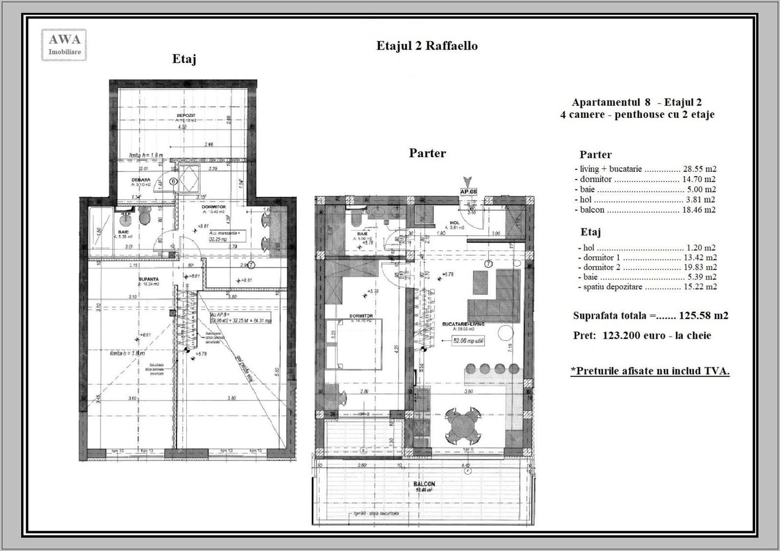 Apartament 4 camere, 125.58 mp utili – Etaj 2, Vilă – 124000 EURO - Poză 2