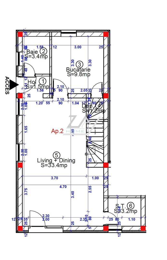 Duplex finalizat despartit prin camera tehnica. 3 dormitoare. 2 balcoane. - Poză 21