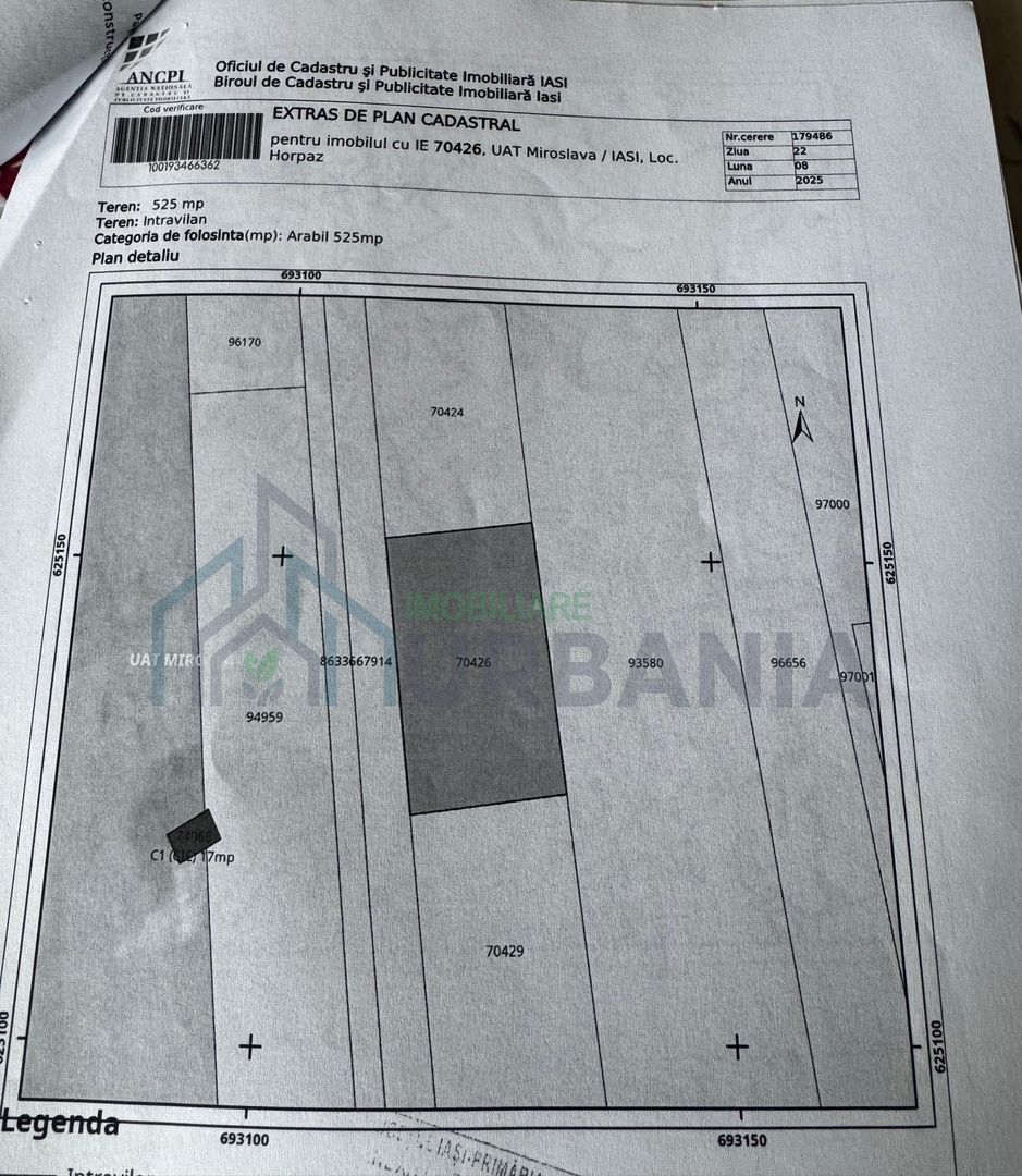 Teren intravilan de vanzare in Horpaz, comuna Miroslava, 675 mp - Poză 1