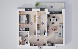 Apartament modern 2 camere cu terasa si incalzire in pardoseala - Poză 2