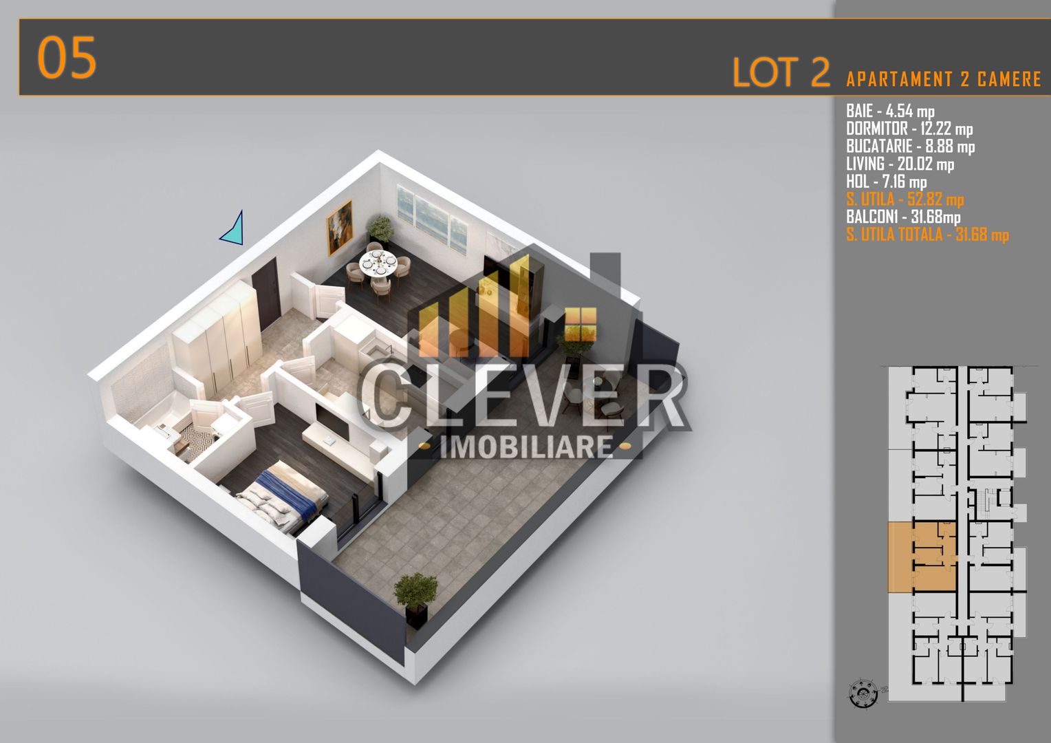 Apartament 2 Camere cu terasa de 33 mp și Comision 0%, Pallady - Schiță 8