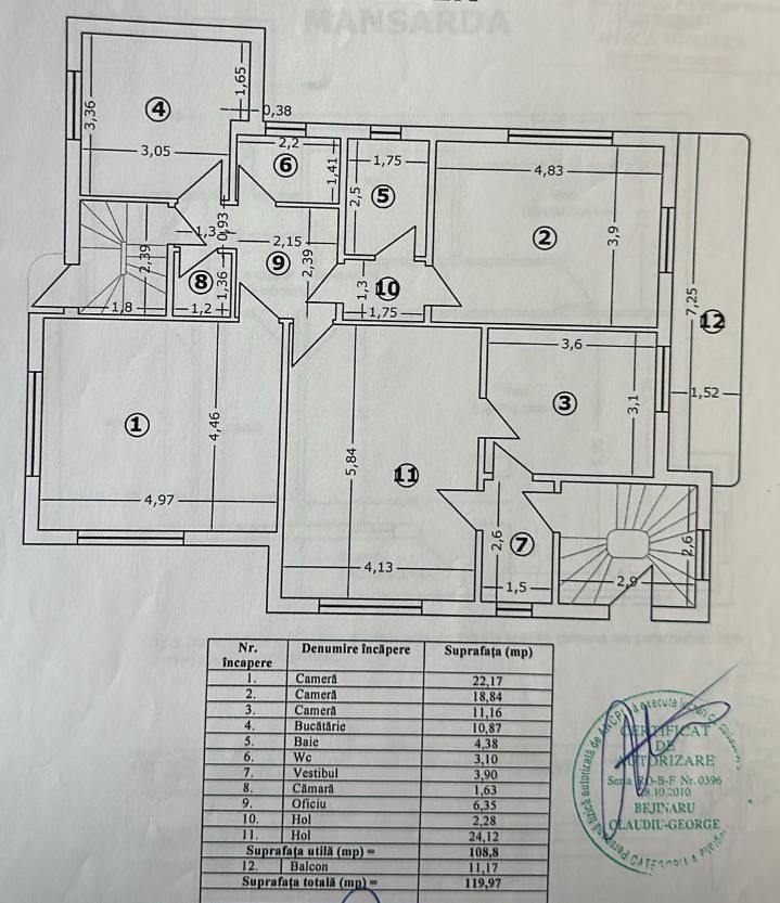 Apartament 3 camere Unirii | Centrala Proprie - Schiță 13