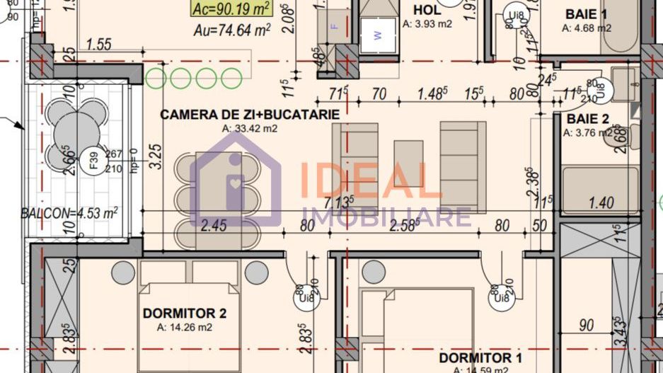 Apartament cu 3 camere si balcon,  75 mp utili, zona Turnisor - Poză 3