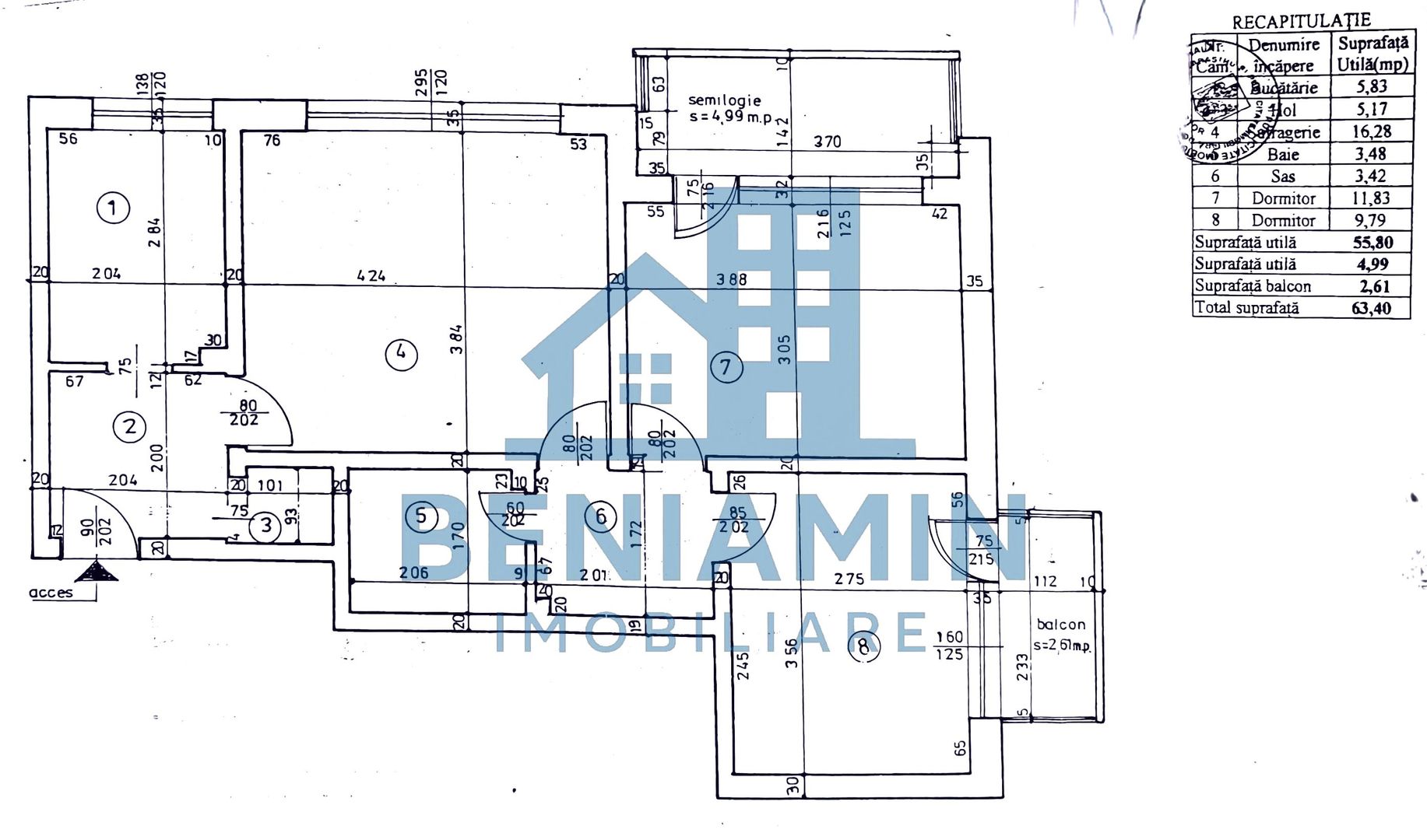 3 camere Titulescu - 63mp - teava de gaze - AC - Gradina Botanica - Schiță 9