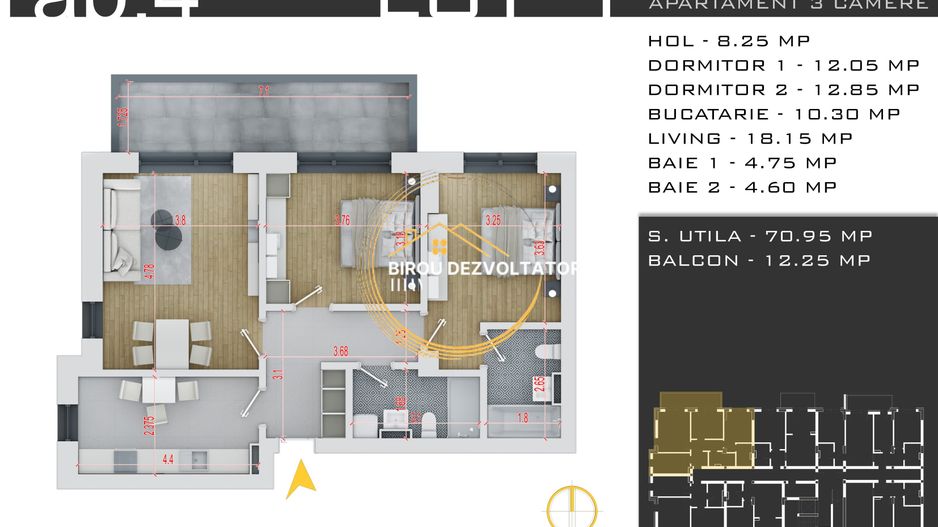 Modern 2 bai Decomandat Ansamblu modern Parcare bonus 15min de metrou - Poză 8