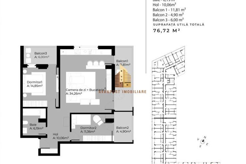 | Apartament cu 3 camere | Etaj intermediar | Cartierul Gheorgheni | - Poză 1