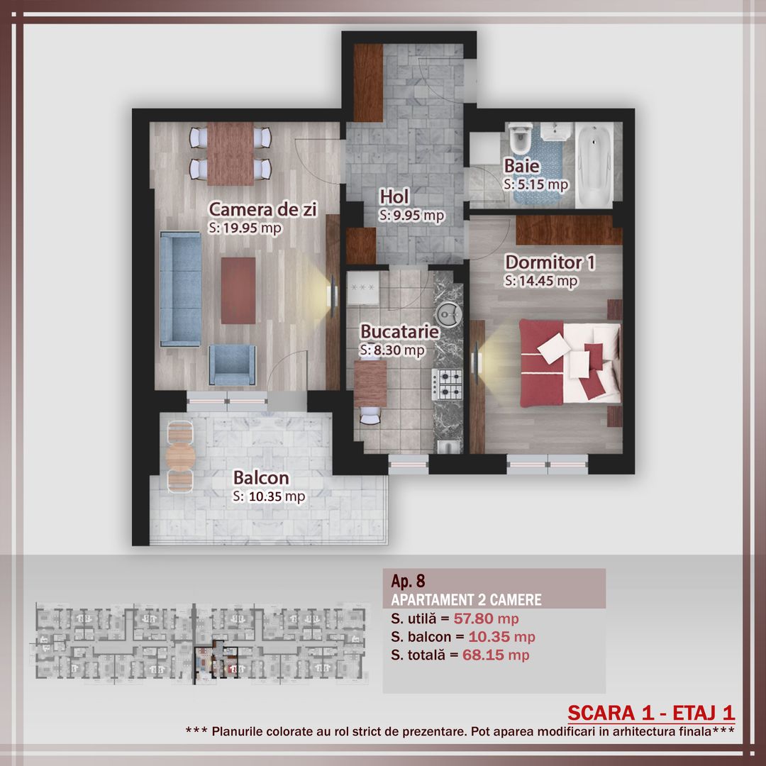 2 camere decomandat parcare bonus -oferta lansare proiect Pallady - Schiță 1