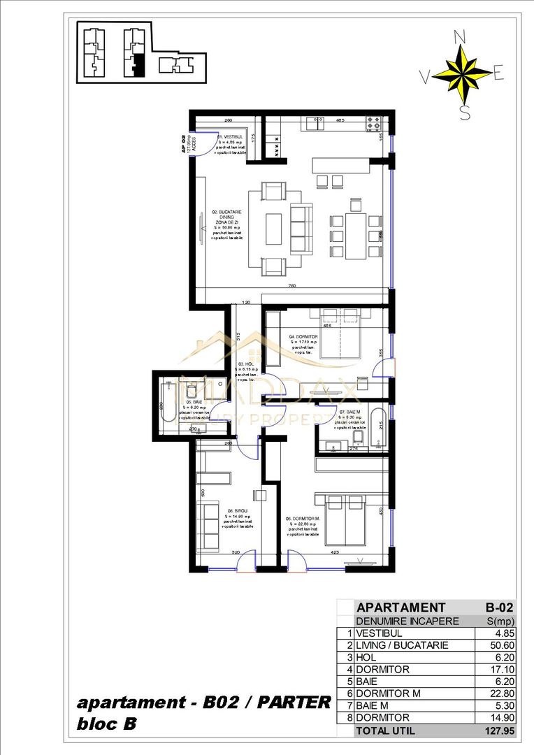 Apartament 4 camere / 127.95mp / Pipera - Schiță 13