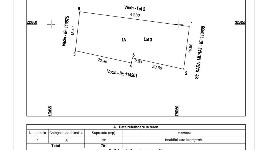 Lot Premium 701 mp – Strada Kara-Murat: Baza ideală pentru casa ta - Schiță 6