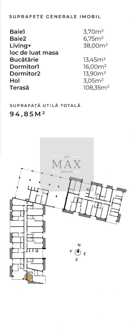 Apartament 3 camere de vânzare 94.85 mp Et.10 Mărăști Penthouse - Poză 2