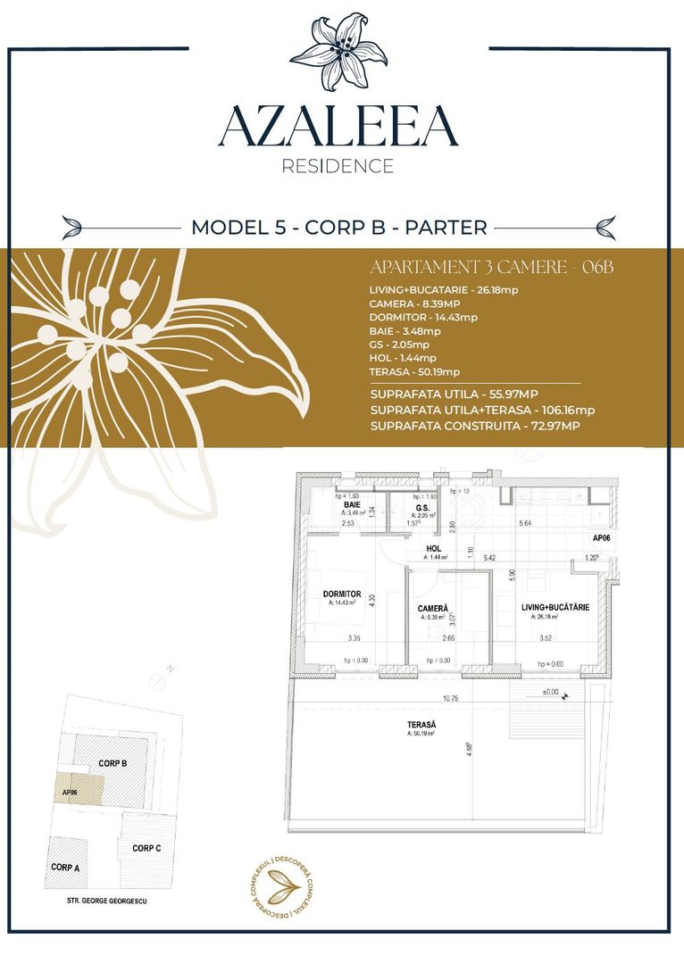 Apartament 3 camere nou, cu terasa Pta-Unirii AP06B - Poză 3