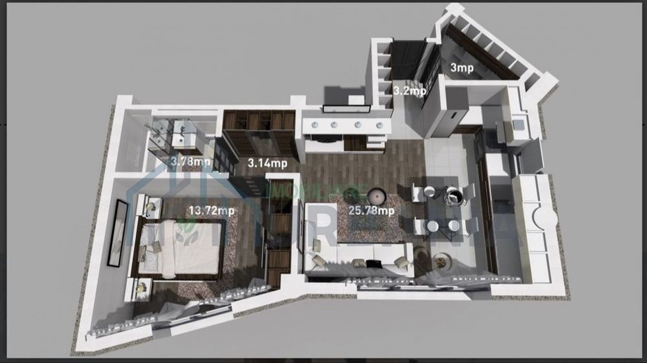 Apartament 2 camere, zona Bucium, bloc nou, intabulat, etaj 1, 53 mp - Poză 5