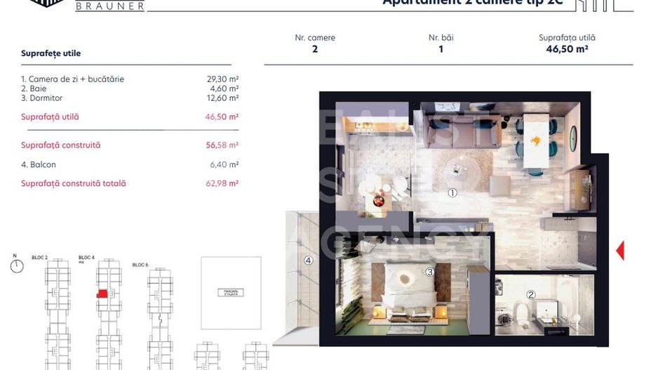 Vânzare, apartament, 2 camere tip 2C, Hils Brauner, București - Poză 5