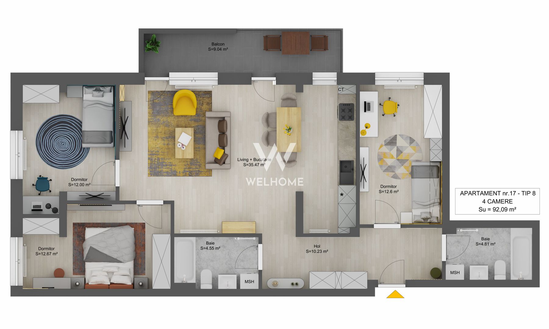 Apartament 4 camere intabulat - Sibiu - Schiță 5