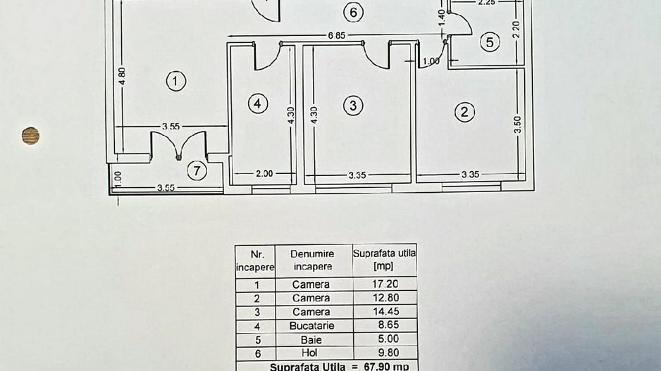 Apartament 3 Camere Lux, Uverturii, Parcare, Centrala Proprie - Schiță 8