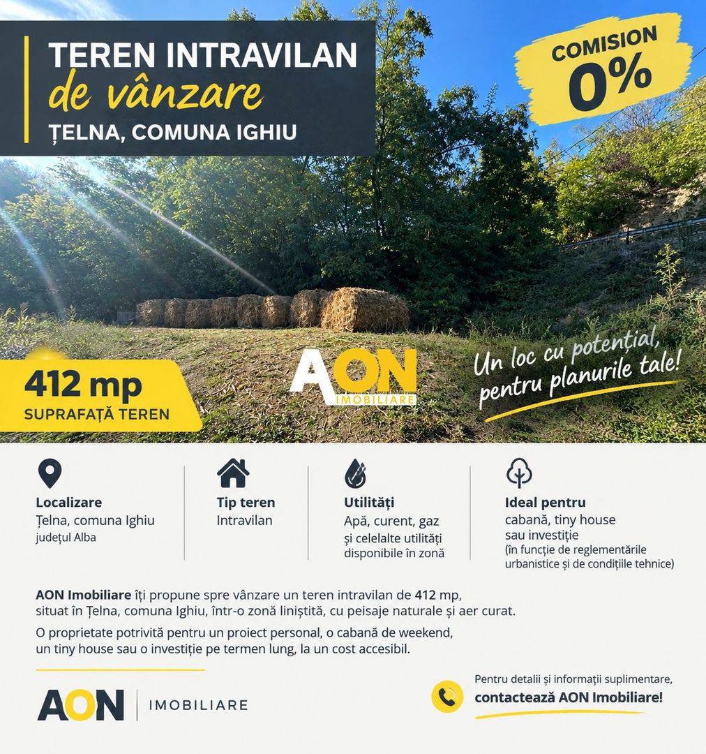 Teren Intravilan | 412 mp | Telna, Comuna Ighiu - Poză 1