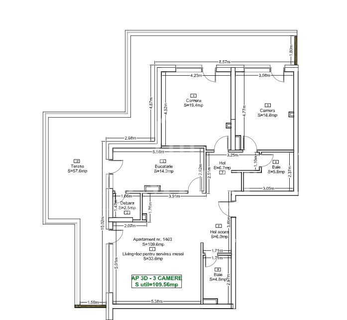 Penthouse 3 camere | Orientare Sud-Est | 0% comision | Seasons - Schiță 17