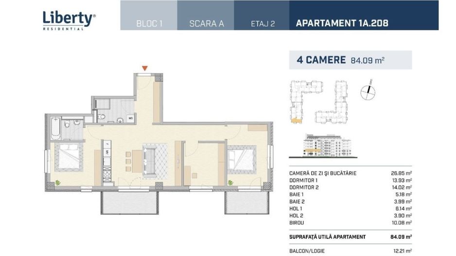 BRASADAS vinde ap 4 cam | 84 mp | 2024 | Mobilat | Etaj 2. - Poză 17
