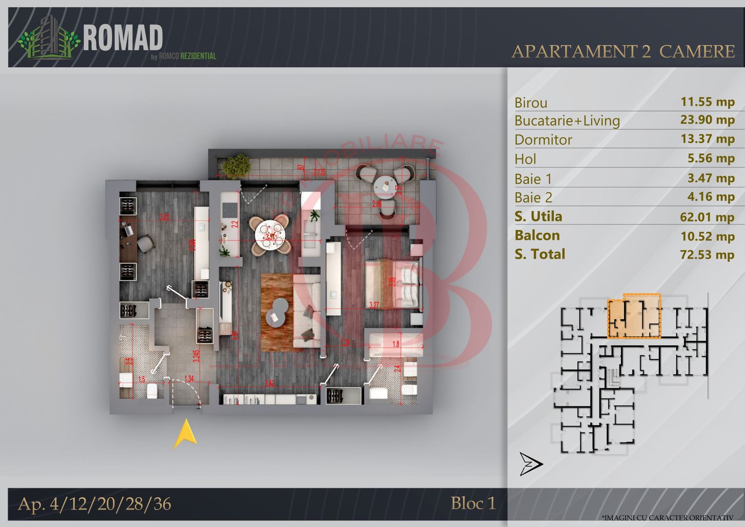 Apartament 3 camere Proiect Premium Independent Energetic - Schiță 1