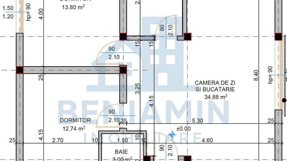 Casa 3 camere doua bai-Gaze-Curent-Apa-La cheie-Finisaje la alegere - Schiță 8
