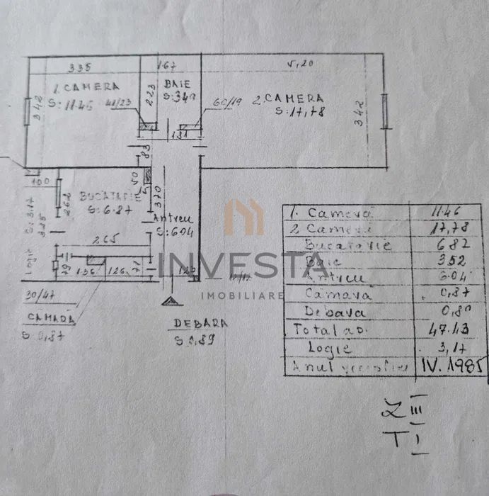 Apartament cu 2 camere decomandate, Etaj intermediar, Intre Lacuri - Schiță 3