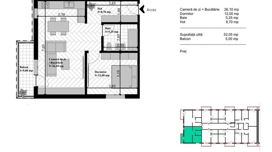 Pret PROMO 2 camere 57 mp Bucium 88500 euro - Poză 9