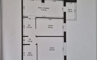 Apartament 3 camere mobilat – aproape de Piața Verde, Aradului - Schiță 14