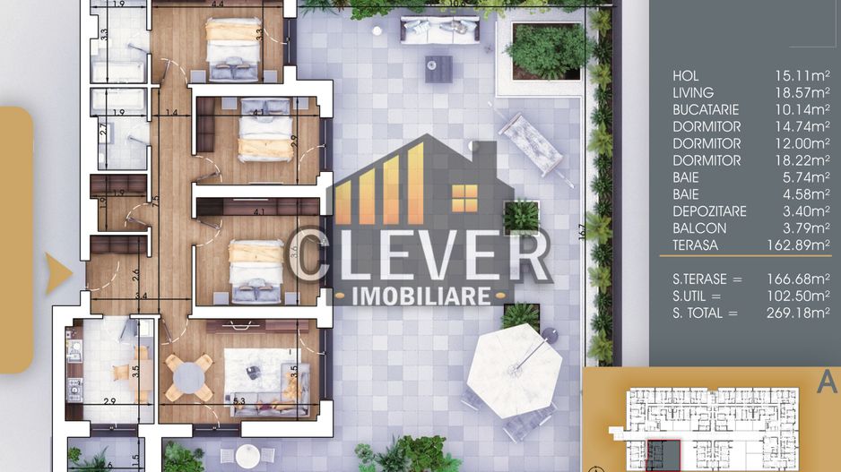 Apartament 4 camere Finalizat | Terasa 167 mp | Parcare | metrou Teclu - Schiță 6