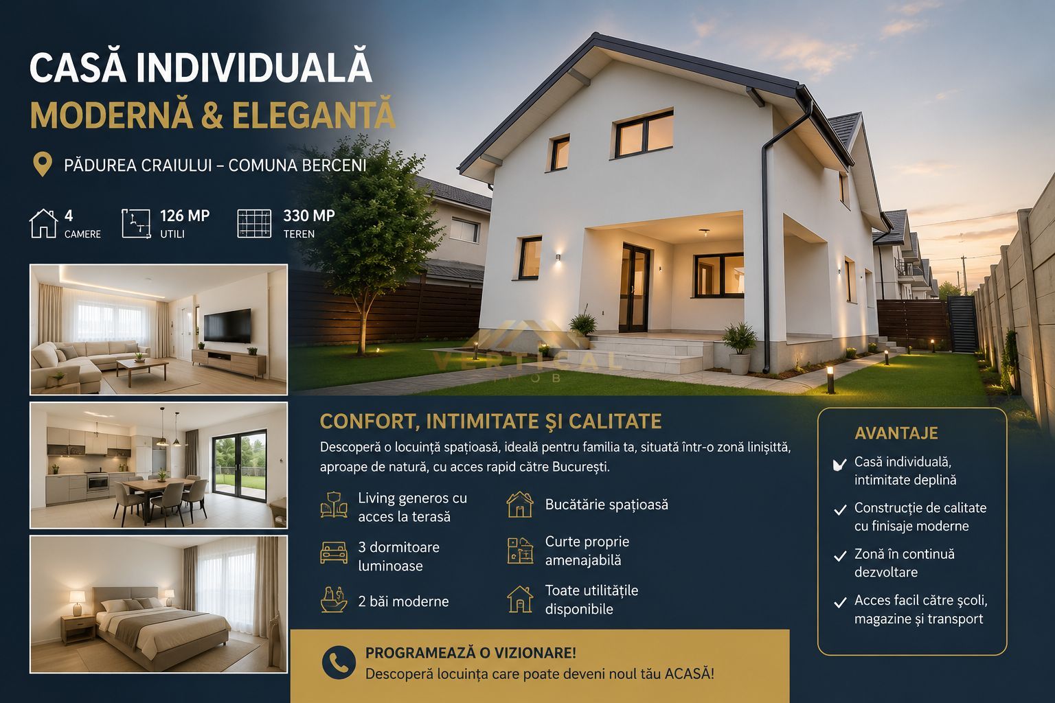 4 Camere | 126 mp Utili, Teren 330 mp, Zona Pădurea Craiului – Berceni - Poză 1