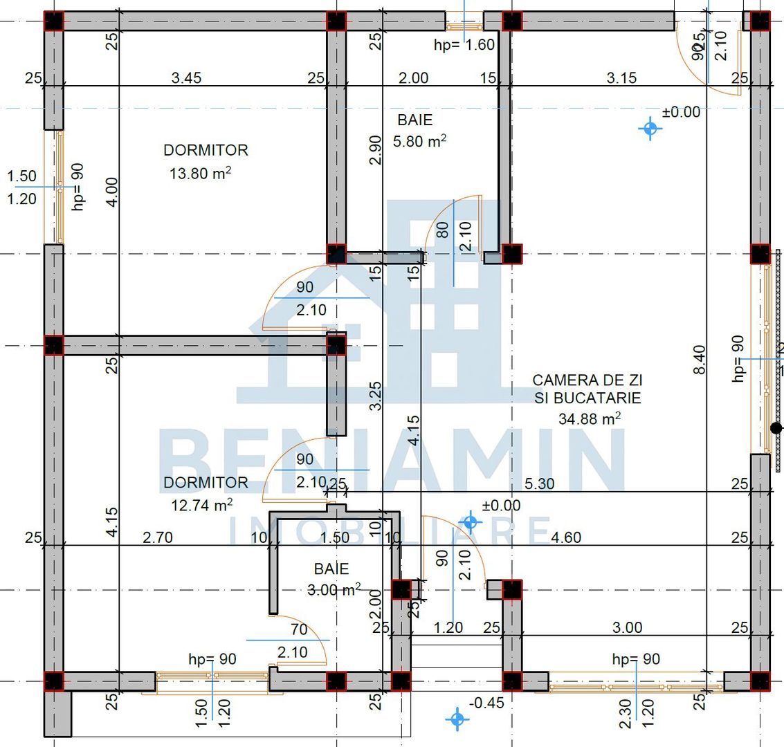 Casa 3 camere doua bai-Gaze-Curent-Apa-La cheie-Finisaje la alegere - Schiță 8