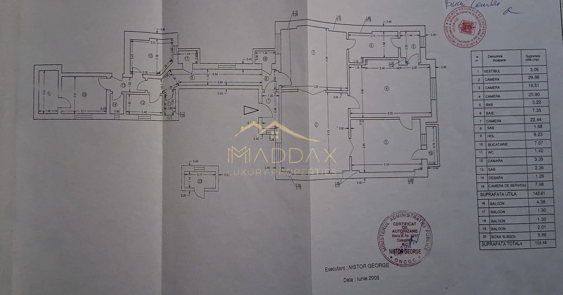 Birou cu 5 camere Unic *160mp* // Zona Eminescu- Polona - Schiță 56