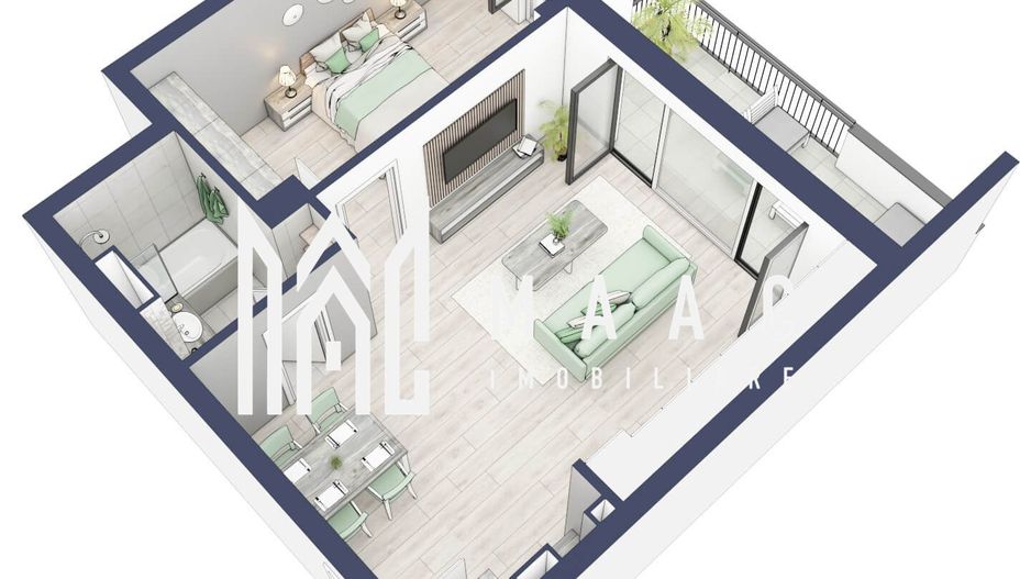 Apartament 2 camere | Etaj 3 | Balcon 10.7  | Turnisor - Poză 2