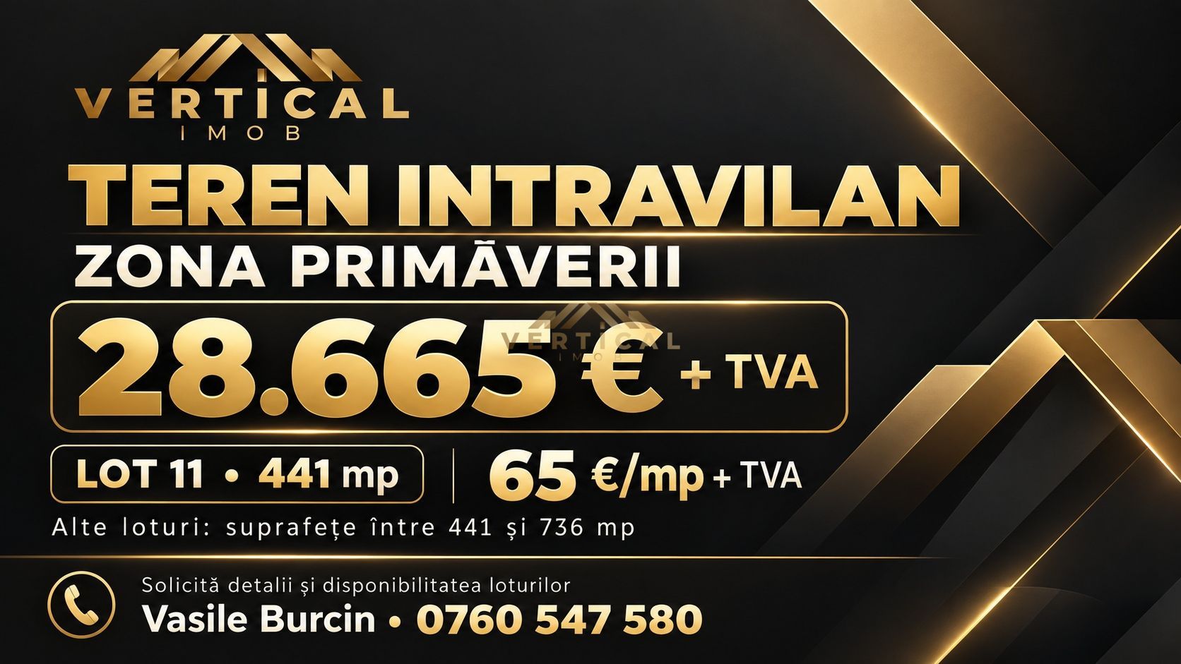 Teren intravilan 441 mp | Zona Primăverii | 30,870 € + TVA - Poză 3
