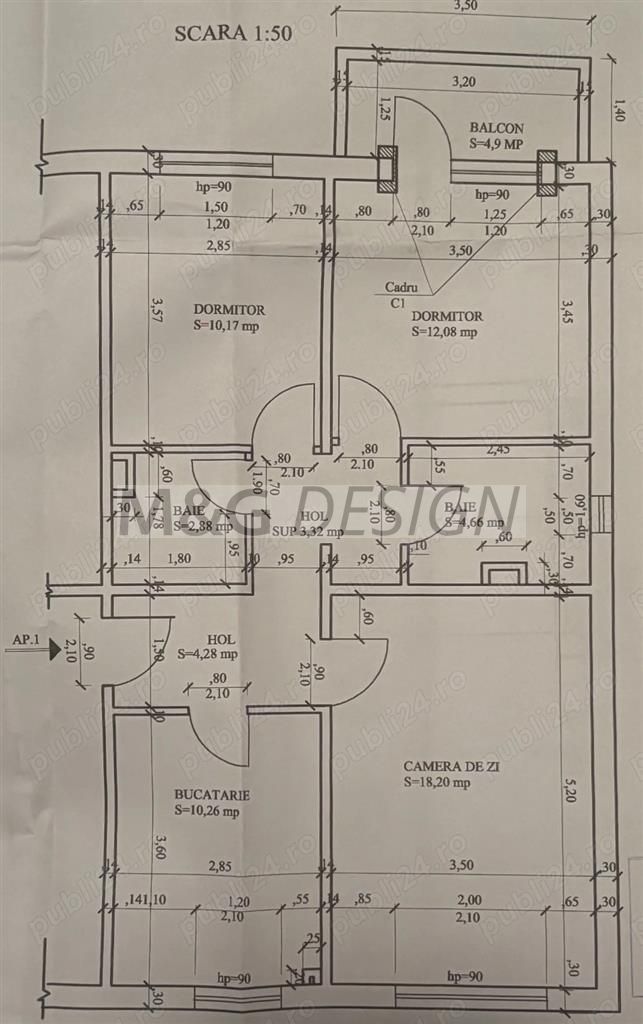 Apartament 3 camere zona Aradului parter cu balcon - Poză 10