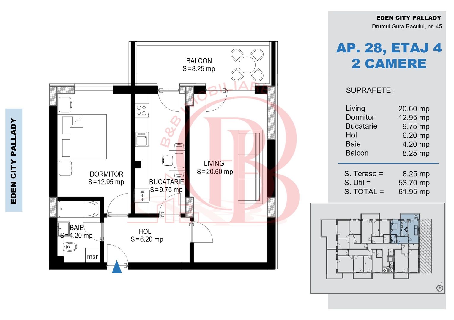 Apartament 2 camere Theodor Pallady Metrou Nicolae Teclu - Schiță 2